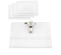 D.RECT Set 50 Placas Identificación 9 x 5,8 cm, Transparentes Resistentes al Agua, con Clip para Uso Escolar