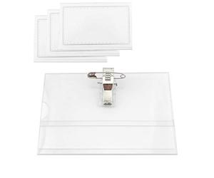 D.RECT Set 50 Placas Identificación 9 x 5,8 cm, Transparentes Resistentes al Agua, con Clip para Uso Escolar