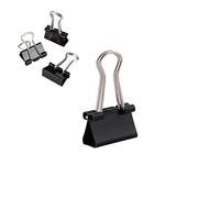 D.RECT Set de 12 Pinzas Metálicas Plegables - 15 mm - Clips Negros para Papel y Documentos - Clip de Oficina para Hogar, Escuela y Trabajo