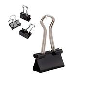 D.RECT Set de 12 Pinzas Metálicas Plegables - 19 mm - Clips Negros para Sujetar Documentos, Papel, Billetes - Uso en Oficina, Escuela y Hogar