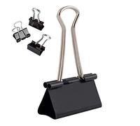 D.RECT Set de 12 Pinzas Metálicas Plegables - 41 mm - Clips Negros Reforzados para Sujetar Documentos, Papel, Carpetas - Uso en Oficina, Escuela y Hogar