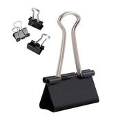 D.RECT Clips de Metal Plegables | Paquete de 12 x 12 Unidades (144 Grapas) 32 mm | Negro | Clips Multiusos | Clips de Metal para Notas | Papel de Carta | Clips de Oficina