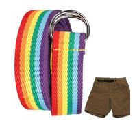 D Ring Belt Rope Rainbow Men Buckle Casual Sports Style Design Waistband Circle Canvas Webbing Girl Accessory Adjustable Durable Lightweight Unisex Fashion Trousers Jeans Outfit Trendy Clothing