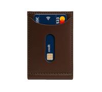 D-RUSH Cartera para hombre Slim de piel sintética - Tarjetero externo, clip billetes de metal curvado, cierre magnético seguro, marrón, PORTAFOGLIO 11 X 8 X 1,5 CM, Tarjetero para tarjetas de crédito