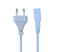 D.Square- Cable Alimentación C7 Blanco 1.8m, Enchufe Euro 8 Universal, CEE 7/16/M-C7/H para Cargador de Pequeños Electrodomésticos TV BLU-Ray DVD PlayStation (PS2, PS3, PS4) y Xbox
