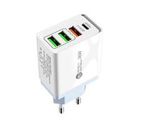 D.Square - Cargador Múltiple 3 USB y 1 PD, 4 Puertos, 36W, Carga Rápida Con Mini Tipo C y QC3.0 Para iPhone 8/11/12/13/Pro/XR/XS/X, Galaxy, Huawei, OPPO