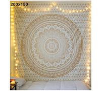 D-SYANA8 Bohemio Mandala Estera de Yoga, Tapiz Toalla de Playa, Manta Indio Colgar en Pared Tapicería Arte Retro Tela decoración para el hogar Yellow 150x150cm
