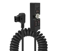 D-Tap macho a 3 puertos D-Tap hembra Splitter Hub con salida USB y luz indicadora y soporte de plataforma de 1/4 pulgadas, compatible con batería de montaje en V/oro, ARRI, RED, SmallHD, Teradek