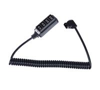 D-Tap Splitter Cable Plug Play Safe Compact Coiled Male to 4 Female for Photography