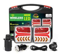 D-TECH pilotos traseros remolque LED inalámbricos,con adaptador remolque 13 a 7 pines,Juego de luces traseras de remolque magnéticas,pilotos traseros camion LED,luces traseras led tractor inalámbrico