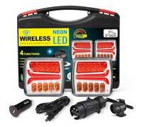 D-TECH pilotos traseros remolque LED inalámbricos,con adaptador remolque 13 a 7 pines,Juego de luces traseras de remolque magnéticas,pilotos traseros camion LED,luces traseras led tractor inalámbrico