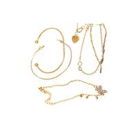 D&U Set 003. Juego de 5 pulseras de color dorado, pulseras de moda y pulseras de cristal, pulseras ajustables para mujer, joyas bohemias vintage en embalaje original de regalo