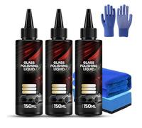 D1 Glass Polishing Liquid, Anti-Fog Hydrophobic Coating Spray, Car Glass Polishing Compound Windshield Cleanerglass Oil Film Remover with Sponge, Removes Swirls,Scratches,Wiper Marks&Oil Film (3PCS)