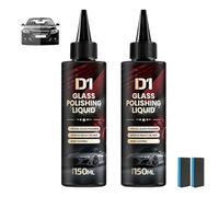 D1 Glass Polishing Liquid, Anti-Fog Hydrophobic Coating Spray, Compound Windshield Cleaner, Scratches, Wiper Marks & Oil Film with Sponge (2Pcs)