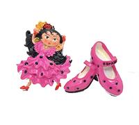 D1 Rosa Set de imanes Nevera Pack Doble, Imanes temáticos flamencos, Bailarina Flamenca, Zapatos flamencos,