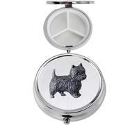 D1 Westie Dog - Pastillero con acabado negro hecho de peltre inglés fino en un espejo de 3 secciones