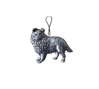 D10 Shetland Sheepdog - Emblema de peltre inglés para teléfono móvil, cable de 4 cm, paquete de regalo