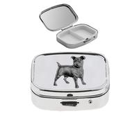 D13 Jack Russell Terrier perro acabado negro hecho de fino peltre inglés en un pastillero con espejo para 2 días