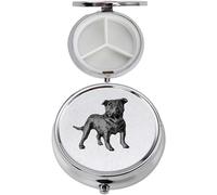 D17 Staffie Staffordshire Bull Terrier perro acabado negro hecho de fino peltre inglés en un espejo 3 secciones Caddy Pastillero contenedor