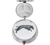 D19 Greyhound Dog - Pastillero con acabado negro hecho de peltre inglés fino en un espejo de 3 secciones
