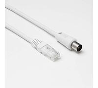 D2 Diffusion - Cable RJ45 macho a coaxial macho, 2 m de largo, 9,5 mm de diámetro, color blanco