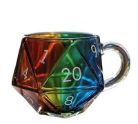 D20 Mug, Rainbow D20 Dice Mugs, Polyhedral Dice Coffee Cup with Handle, Game Mug for RPG Lovers, Game Night Mugs Gift for Fantasy Lovers (1pcs)
