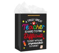 D24TIME Bolsa de regalo para profesores con asa de 11.5 pulgadas, bolsas grandes de regalo de agradecimiento para profesores con papel de seda para fin de año, mejores regalos para profesores, bolsas