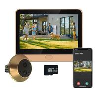 D3 Mirilla digital a batería 1296P con MicroSD de 32 GB, Mirilla de vídeo inalámbrica con pantalla a color de 4,3 pulgadas, gran angular 140°, 5000 mAh, WiFi 2,4 GHz, sin altavoz, detección de