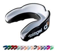 d3 Protector bucal de gel doble con funda, para adultos y jóvenes, para boxeo, MMA, deportes de contacto, rugby, artes marciales, judo, karate, hockey (negro/blanco, adulto (12+))