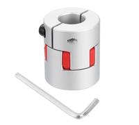 D30 L35 - Acoplamiento flexible de eje de ciruela de 12 mm a 14 mm, conector de motor de aluminio, acoplador flexible de araña para impresora 3D, máquina CNC y servo motor paso a paso (tono plateado