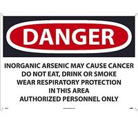 D32AD Señal de peligro de marcador nacional - Inorgánico Arsenic May Cause Cancer Do Not Eat, Drink or Smoke Wear Respiratory Protection 20"x 28", 040 ALUM