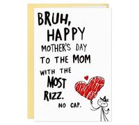 D4DREAM Tarjeta divertida para el día de la madre de la generación Z, divertida tarjeta para el día de la madre, Rizz sin gorra, regalo hecho a mano para mamá de niños, hija, hijo, adolescentes (5.5 x
