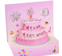 D4DREAM Tarjetas de cumpleaños para hija - Tarjetas de felicitación 3D de pastel rosa con sobre e inserto en blanco, regalos de cumpleaños hechos a mano para hija, hermana, mamá, esposa, mujeres (It's