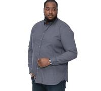 D555 Camisa de manga larga para hombre con microestampado y cuello abotonado en azul marino, 3XL-6XL, azul marino, 6XL