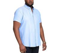 D555 Camisa Oxford de manga corta James básica para hombre de tallas grandes en 5 colores, de 2XL a 6XL, azul celeste, 5XL