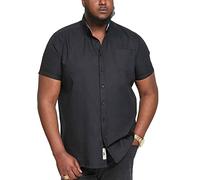 D555 Camisa Oxford de manga corta James básica para hombre de tallas grandes en 5 colores, de 2XL a 6XL, Negro, 7XL Grande