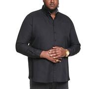 D555 Richard Basic Oxford - Camisa de manga larga para hombre, talla grande, 5 colores, 2XL a 6XL, Negro, 4XL