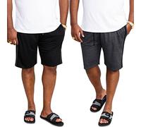 D555 Duke Ryan Big Tall - Paquete de 2 pantalones cortos de jersey para hombre, talla 5XL, color negro y carbón, negro y gris, 5XL Grande alto