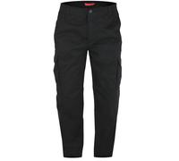 D555 Hombre Tamaño King Peached Y Algodón Lavado Cargo Pantalones en Negro