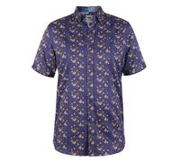 D555 Kingston Manga Corta Estampado Floral Camisa (101100) Talla 2XL-6XL, Marino