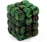 D6 12 mm Black & Green w/Gold (36)