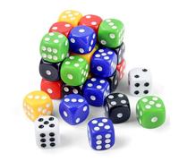 D6 D6 - Cubos de juego estándar de 22 mm para juegos de cartas de mesa, D6, multicolor, con bolsillos para aulas, 30 unidades, juego de 6 lados para juegos de matemáticas, conteo