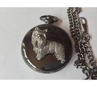 D6 Yorkshire Terrier reloj de bolsillo de cuarzo pulido para hombre, caja negra pulida hecha en Sheffield, negro, Moderno