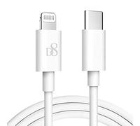 D8 Cable 1m USB Tipo C Lightning Carga+Datos Certificado MFi Blanco Compatible con iPhone 13 12 11 X iPad Pro PSC-0462
