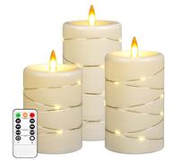 Da by Luz de vela LED, 3 velas de llama dinámica, una luz de vela de batería, simulación más realista del efecto de las llamas, con control remoto con temporizador.