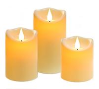 Da by Velas LED al aire libre, set de 3 unidades, con control remoto y temporizador, velas de plástico falsas, a pilas, para decoración del hogar.