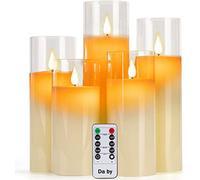Da by Velas LED con Efecto de Vidrio (13cm/14cm/16cm/18cm/ 20cm) Conjunto de 5 pilares LED de Baile realistas y Control Remoto de 10 Teclas con función de Temporizador de 24 Horas