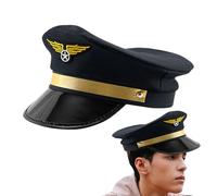 Da Capitán de la Marina - Gorro de cosplay de aerolínea de 22 cm, tocado de piloto para adultos | Accesorio de disfraz ajustable para hombre mujer Halloween Party Aviation Dress Up Ro