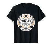 Da Gracias con un corazón Agradecido Acción de Gracias Otoño Otoño Camiseta gráfica económica