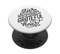 Da Gracias con un corazón Agradecido PopSockets PopGrip Adhesivo